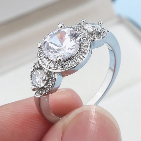 Fine Jewelry Jewelry - Beautiful Ladies Triple Halo Ring  ---- Must See !!!!!